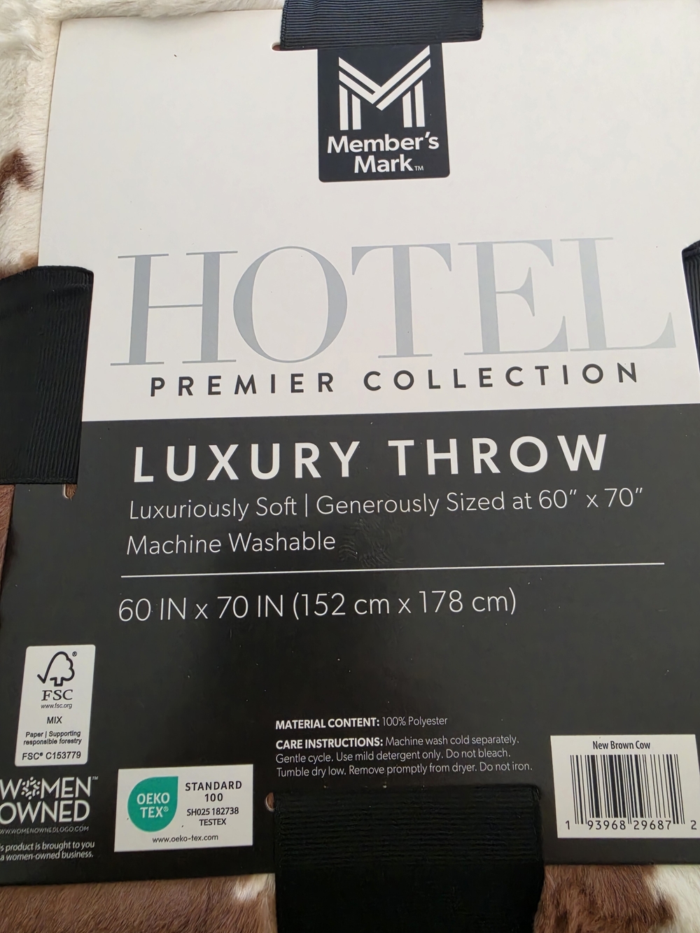 Member's Mark Hotel Premier Luxury Throw - Brown & Cream Cowhide - Picture 3 of 3